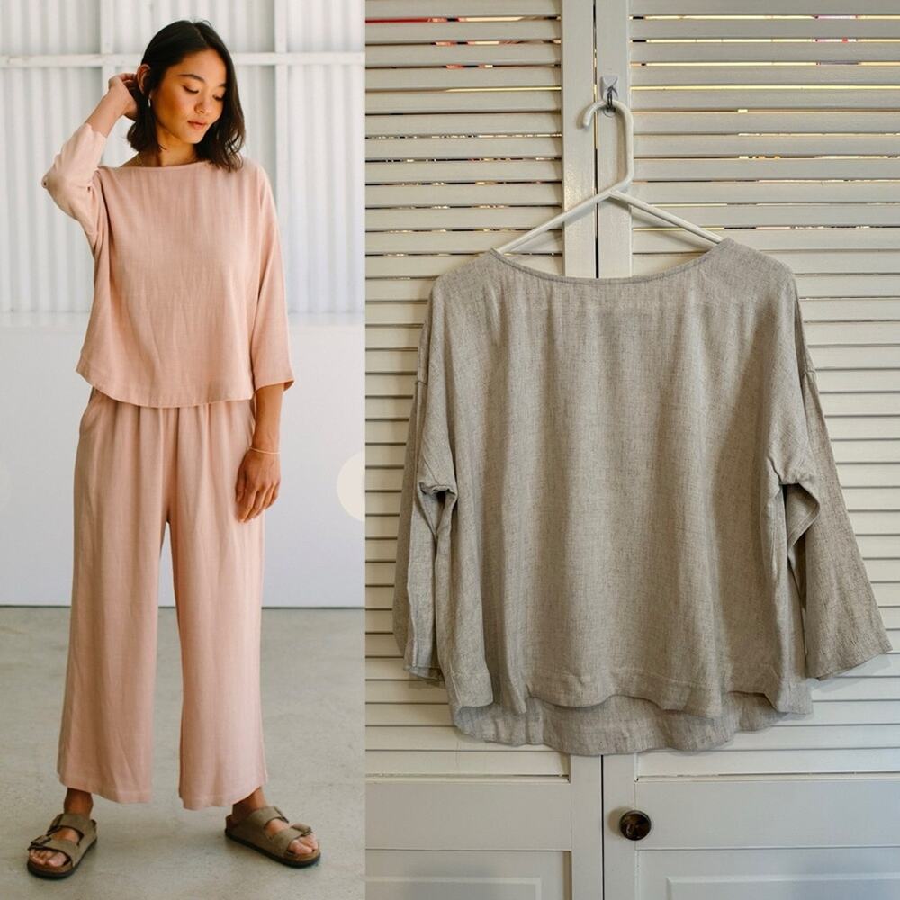 Rachel Pally Linen Rayon Ava Top in Oatmeal